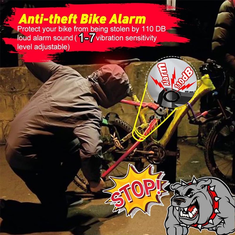 Onvian Smart Bike Tail Light with Turn Signals, Rechargeable Bicycle Horn Bike Alarm with Remote, Auto-Sensing Bike Turn Signals Light Alarm - Image 4